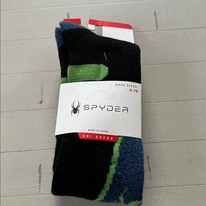 Spyder Men's Black and Green Athletic Ski Socks
